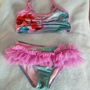 Girls swim suit with little mermaid with ruffles